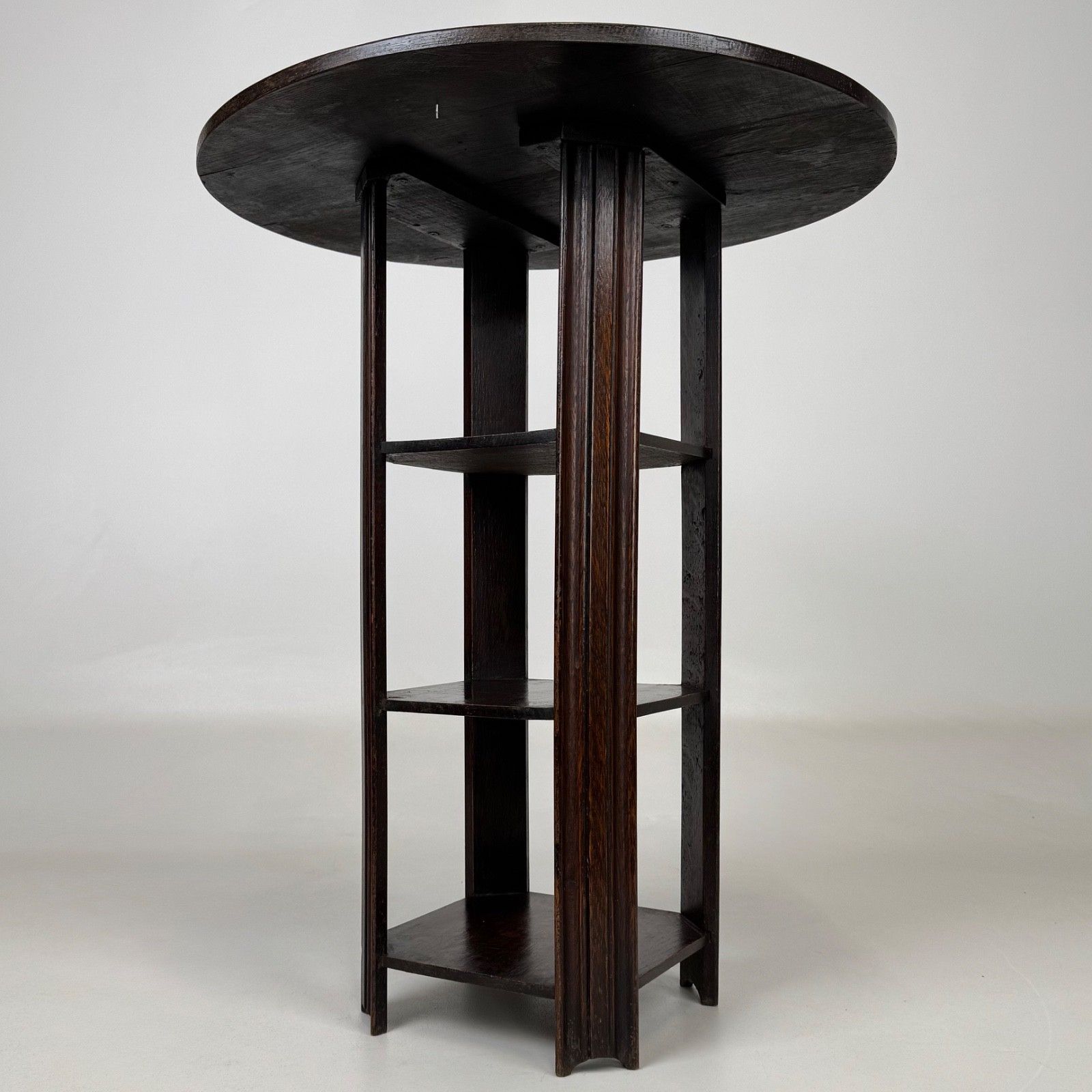 Antique 20th Century Unique Round Side Table In Oak photo Furniture