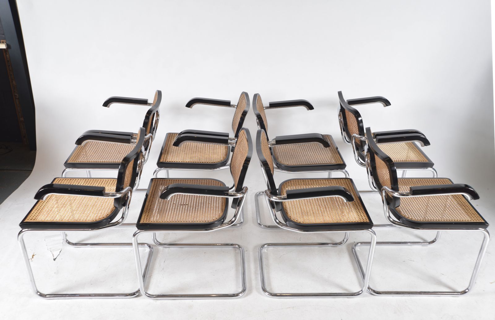 Set Of 8 Marcel Breuer Cesca Dining Chairs Model B64 Italian 1970s