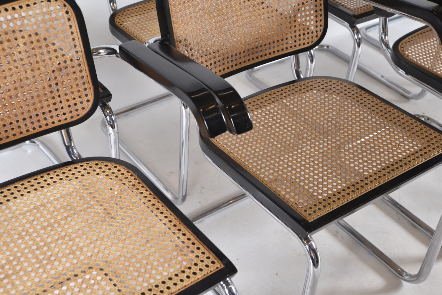 photo furniture Set Of 8 Marcel Breuer Cesca Dining Chairs Model B64 Italian 1970s