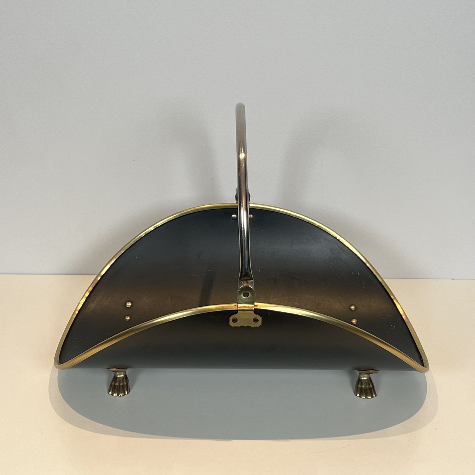 Home Fixtures Neoclassical Style Log Holder In Brass And Black Lacquered Brass photo