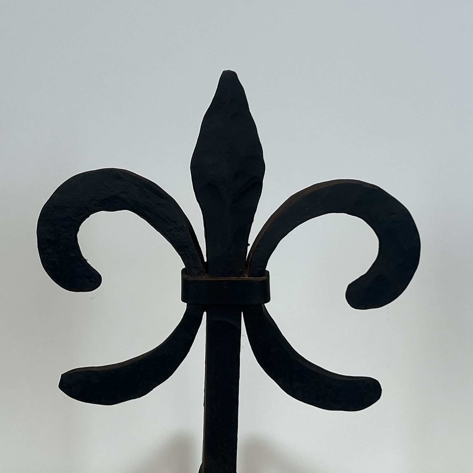 Pair Of Wrought Iron Andirons With Fleur De Lis Design photo buy