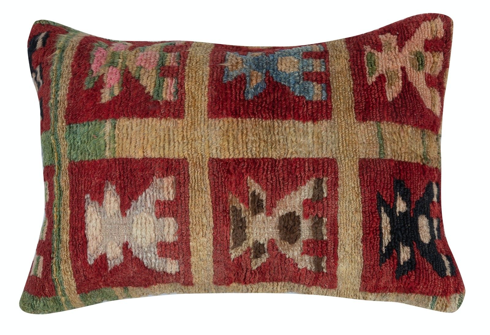 20"X28" Hand Knotted Turkish Wool Rug Cushion Cover. Rustic Throw Pillow