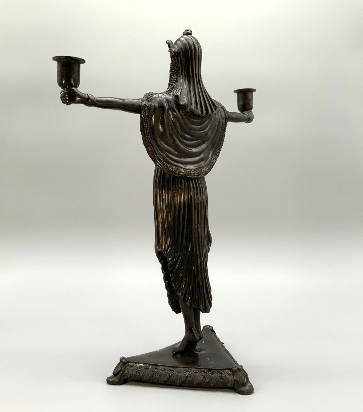 Bronze Candelabra Statue Candle Holder Sculpture Egyptian Revival Tall photo buy