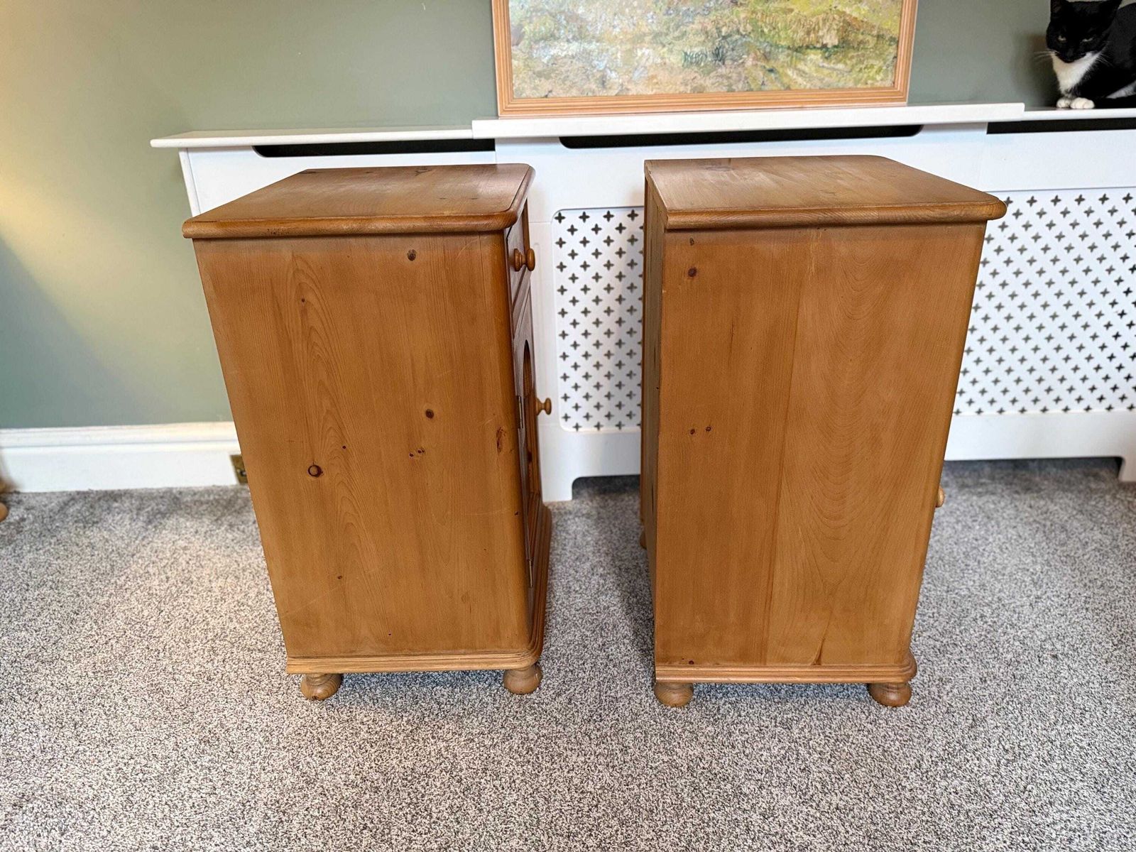 Pair Of Antique Victorian Pine Pot Bedside Tables Chests Lamp Stands photo furniture
