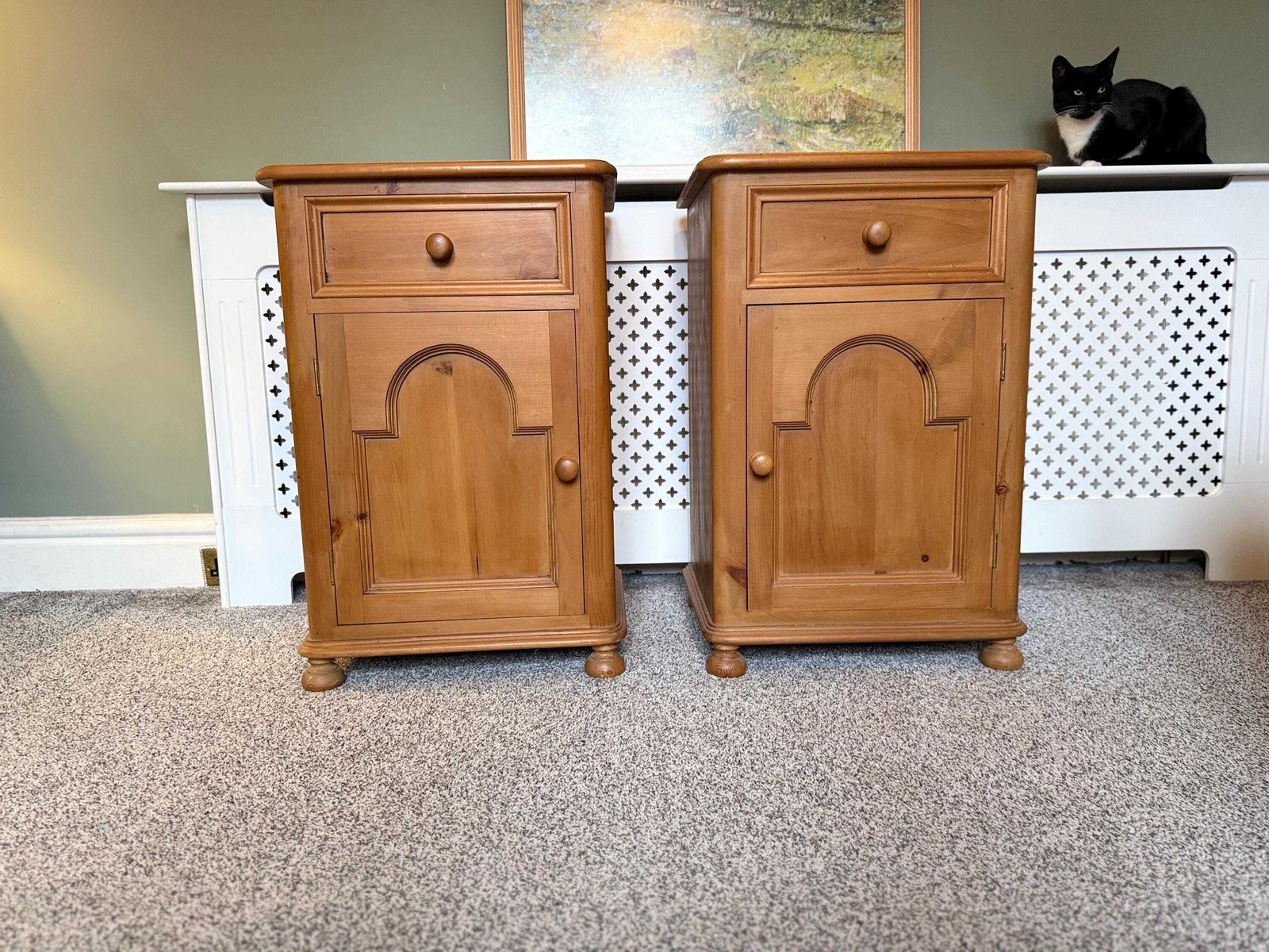 Pair Of Antique Victorian Pine Pot Bedside Tables Chests Lamp Stands photo buy