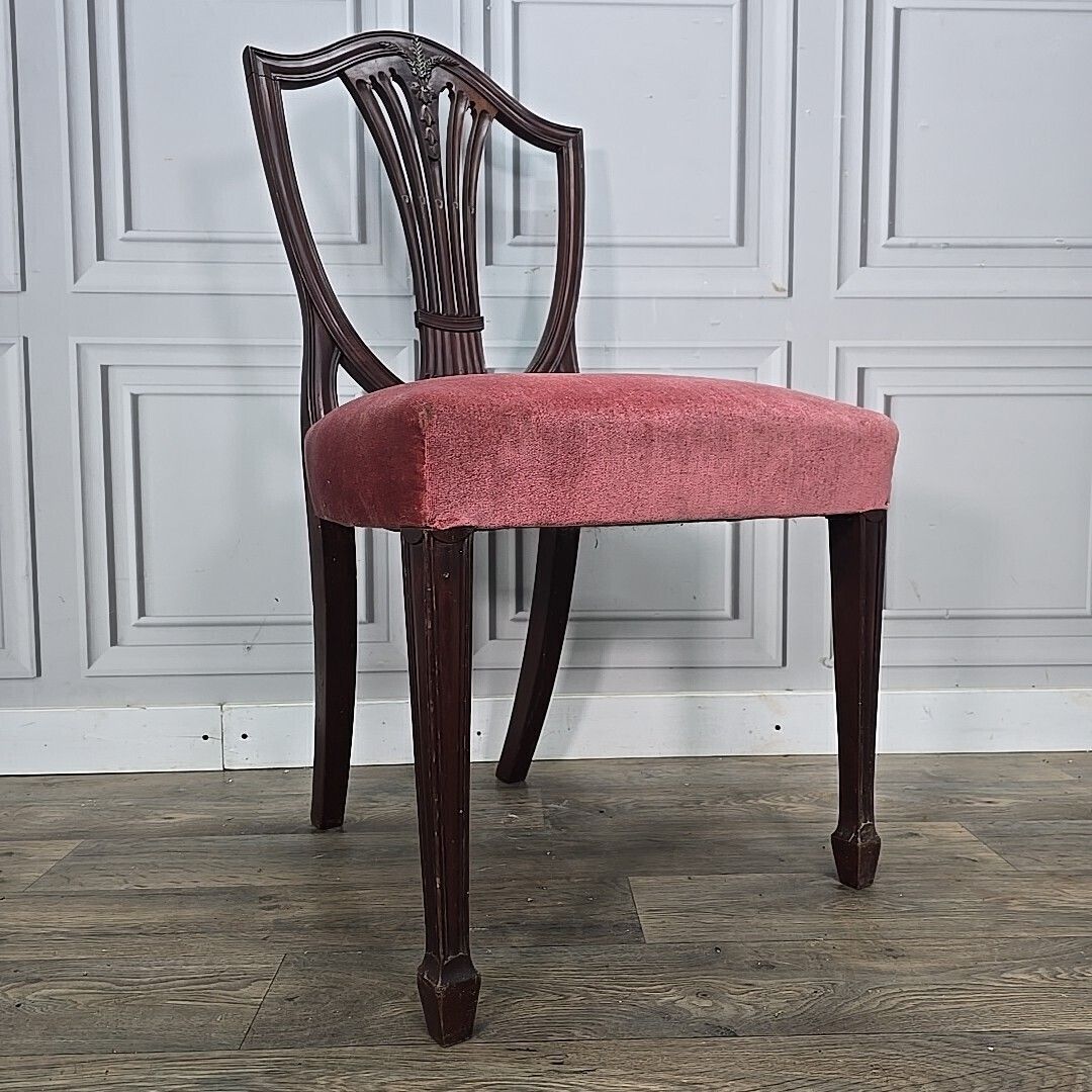 Antique Georgian Chair Upholstered Shield Back Hepplewhite Mahogany photo furniture
