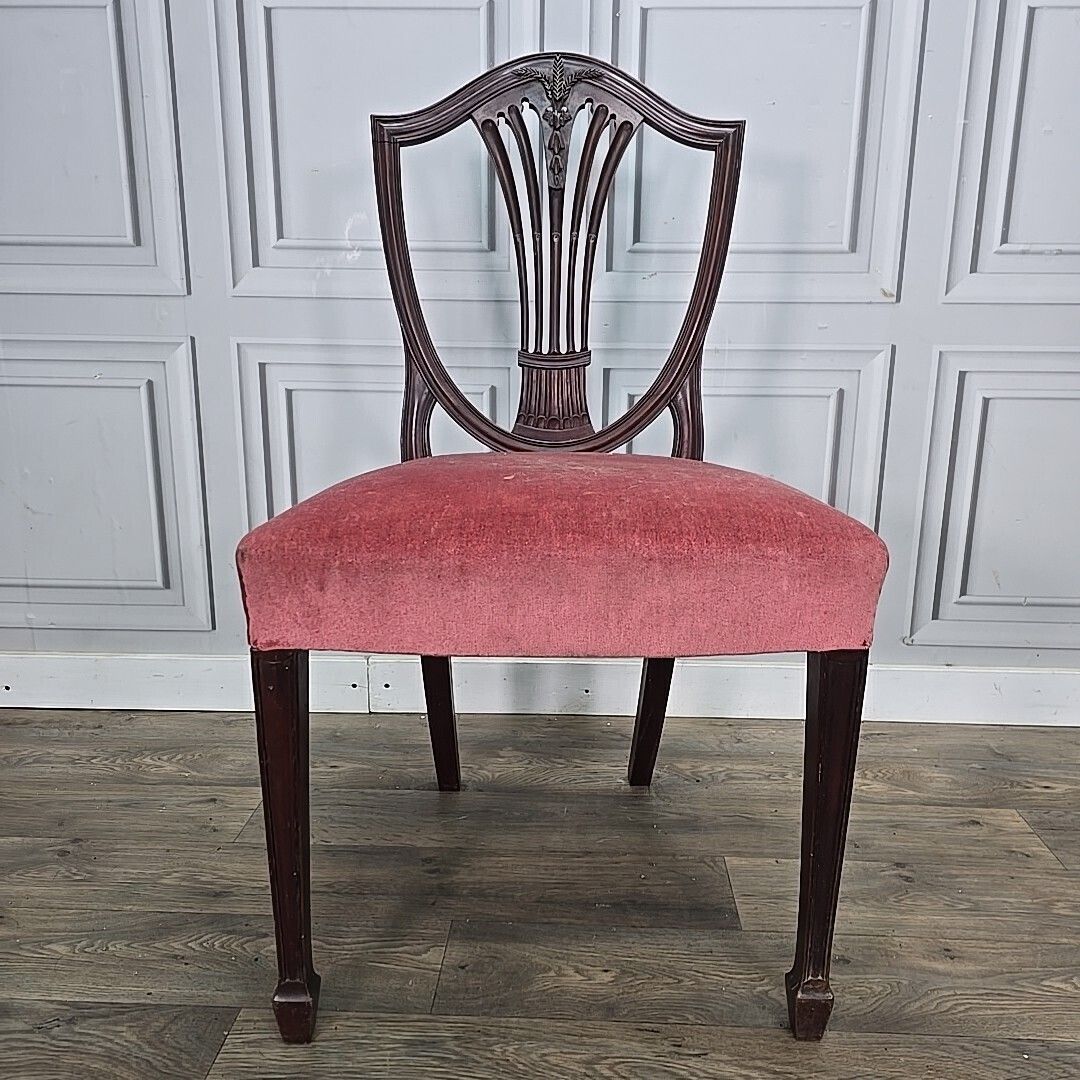 Antique Georgian Chair Upholstered Shield Back Hepplewhite Mahogany photo vinterior