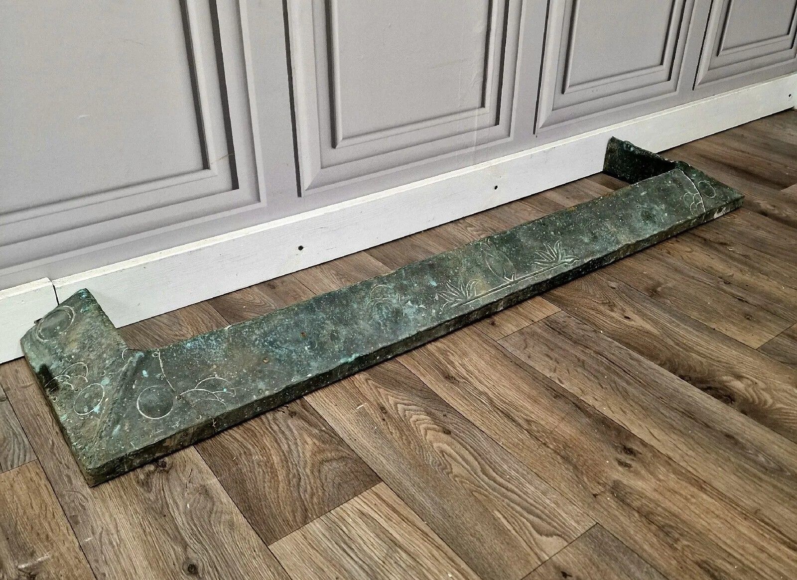 Arts & Crafts Fire Hearth Kerb Fender Brass? Copper Nouveau Antique