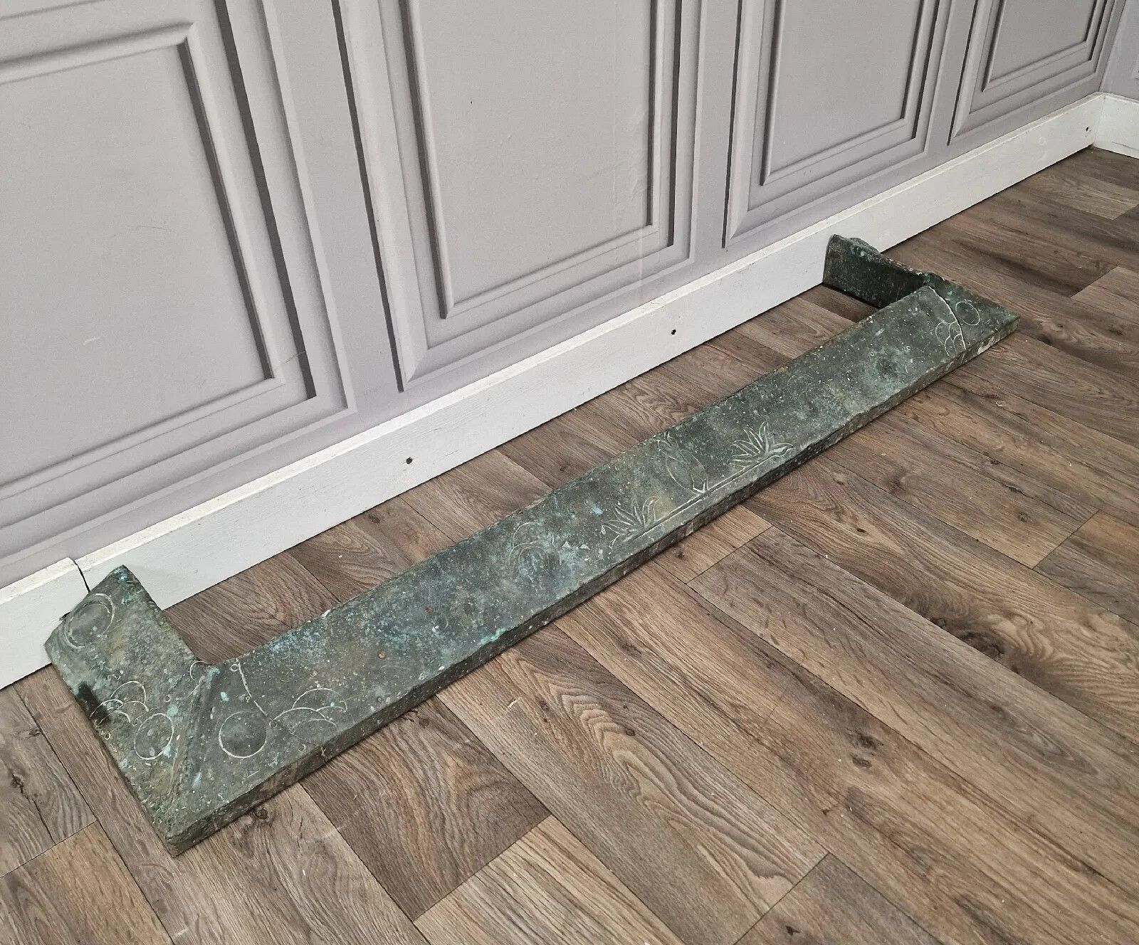 Arts & Crafts Fire Hearth Kerb Fender Brass? Copper Nouveau Antique photo for sale