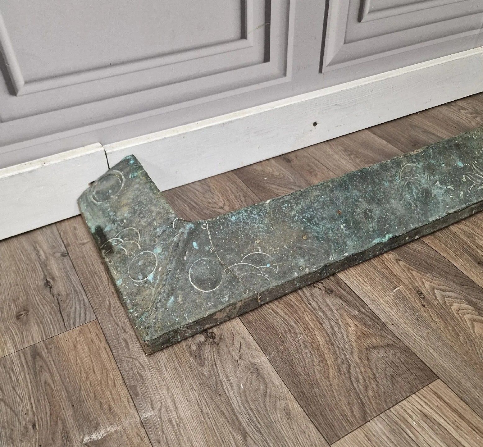 Arts & Crafts Fire Hearth Kerb Fender Brass? Copper Nouveau Antique photo Home Fixtures