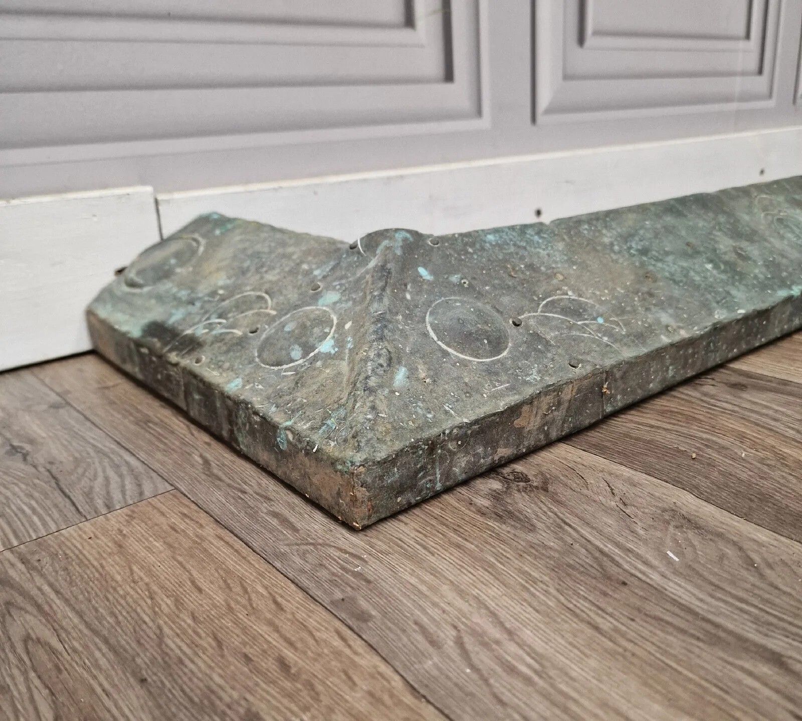 Arts & Crafts Fire Hearth Kerb Fender Brass? Copper Nouveau Antique photo vintage
