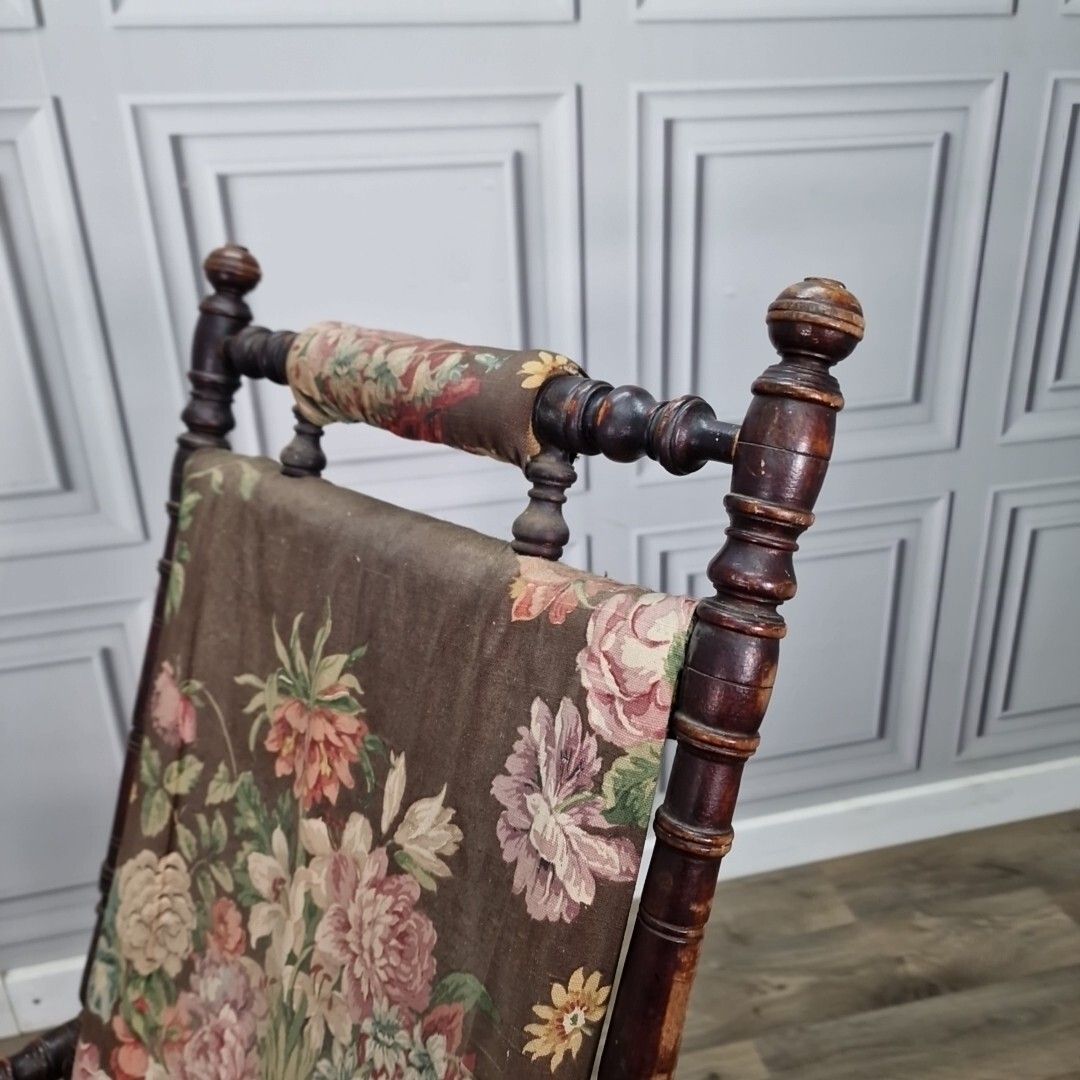 170.0 Antique American Rocking Chair Edwardian Sprung Decorative Turned Wooden Seat photo