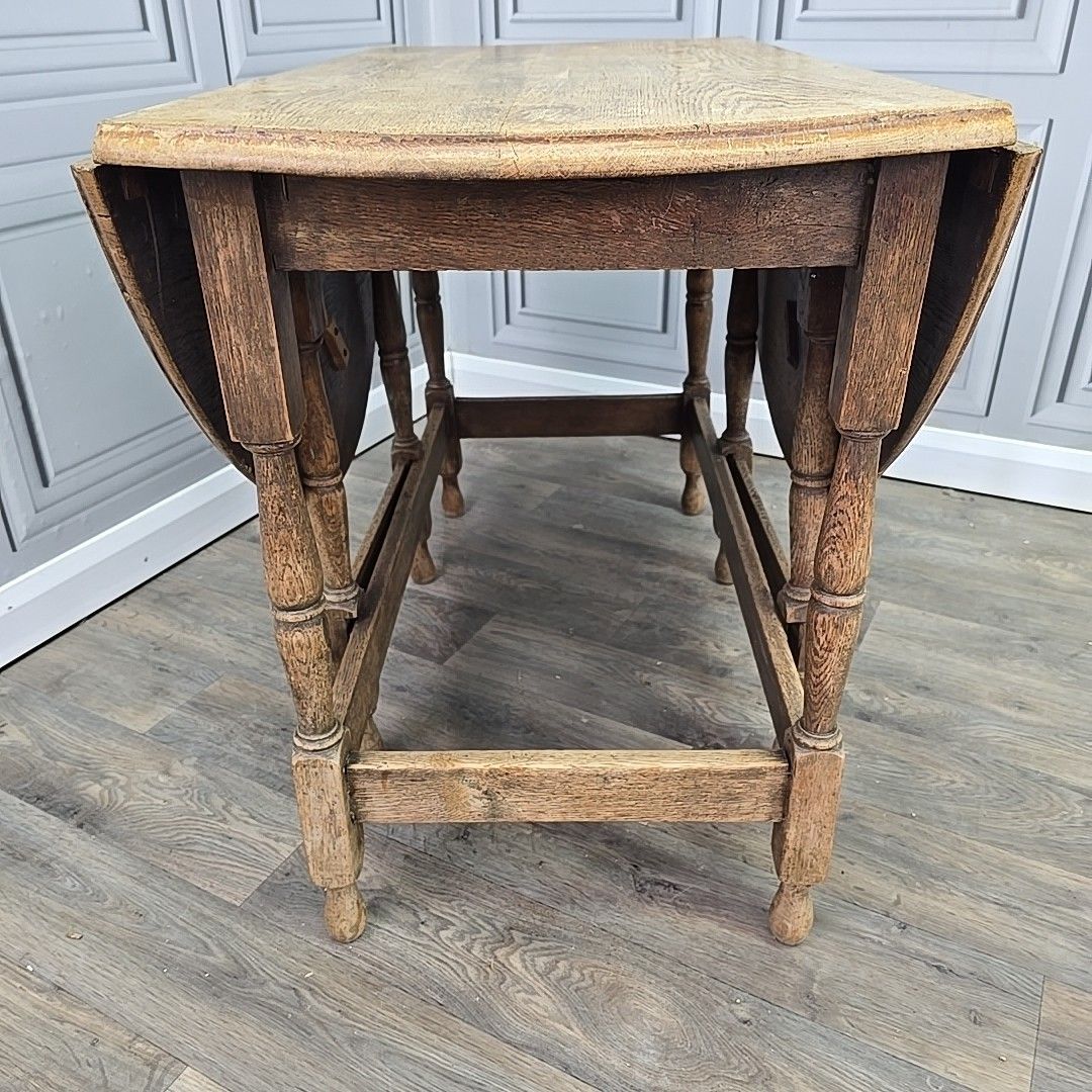 photo furniture Antique Drop Leaf Table – Solid Oak Gate Leg – Country Farmhouse Wooden Dining