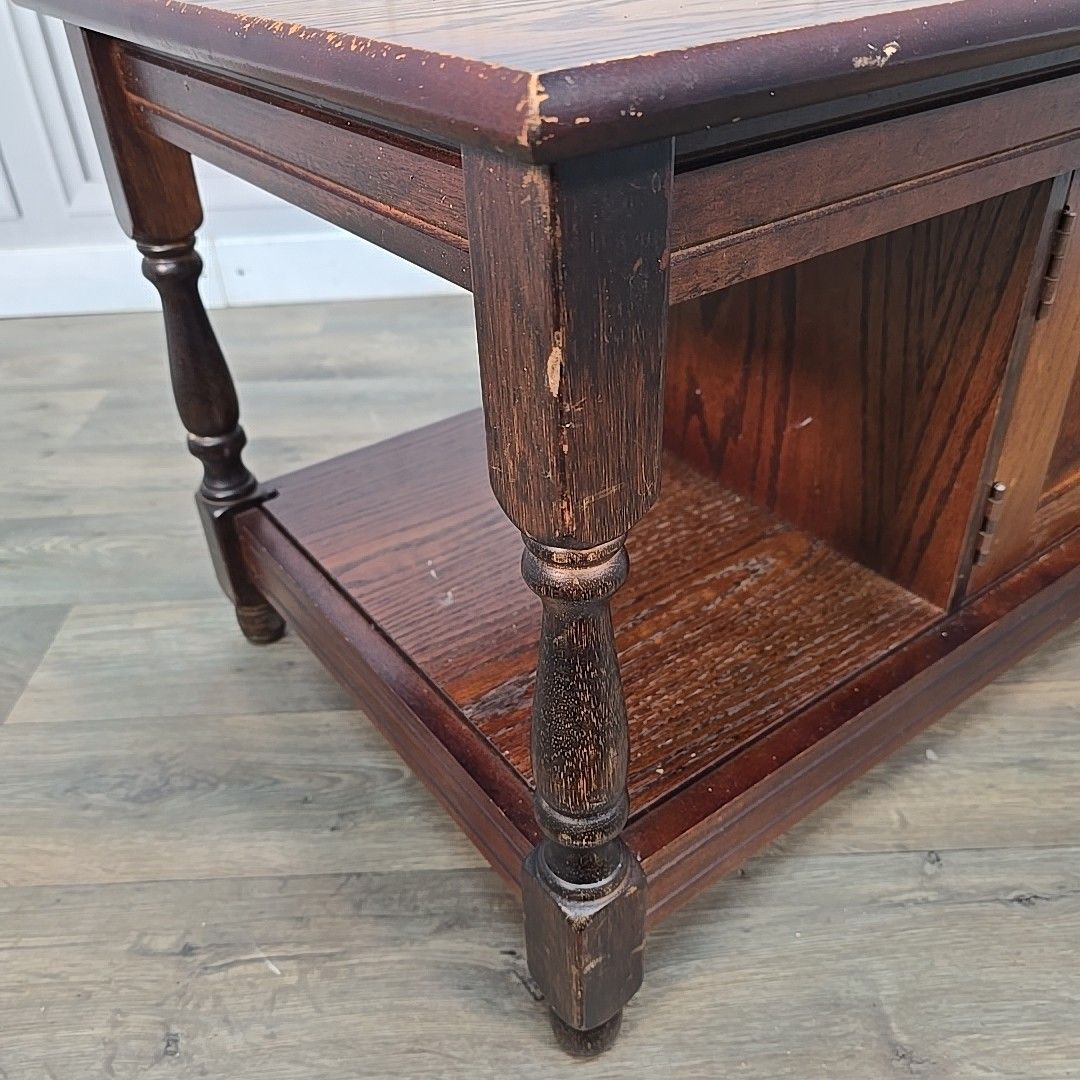 Antique Oak Coffee Table – Jacobean Gothic Revival – Turned & Carved Vintage photo vintage