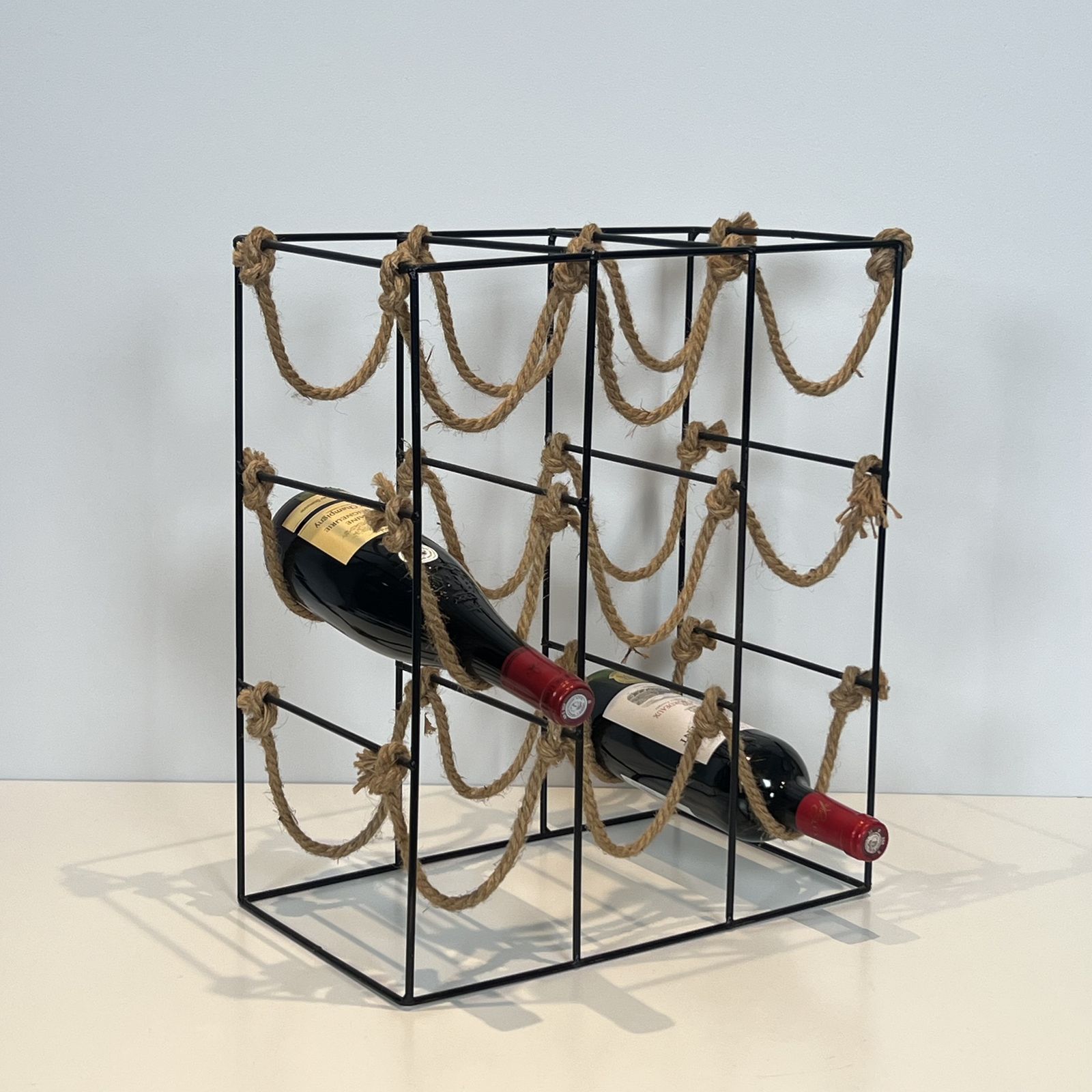 Metal And Rope Bottle Holder, 1980s photo furniture