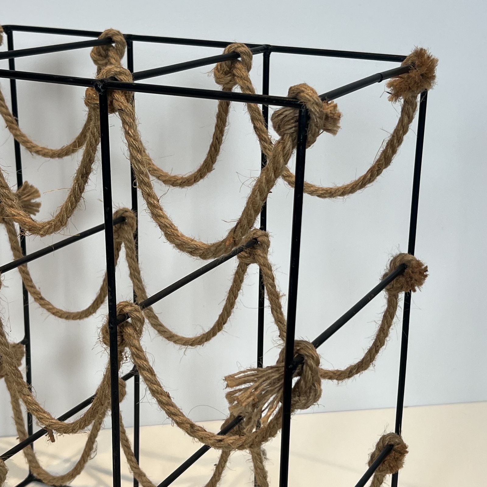 Metal And Rope Bottle Holder, 1980s photo vintage