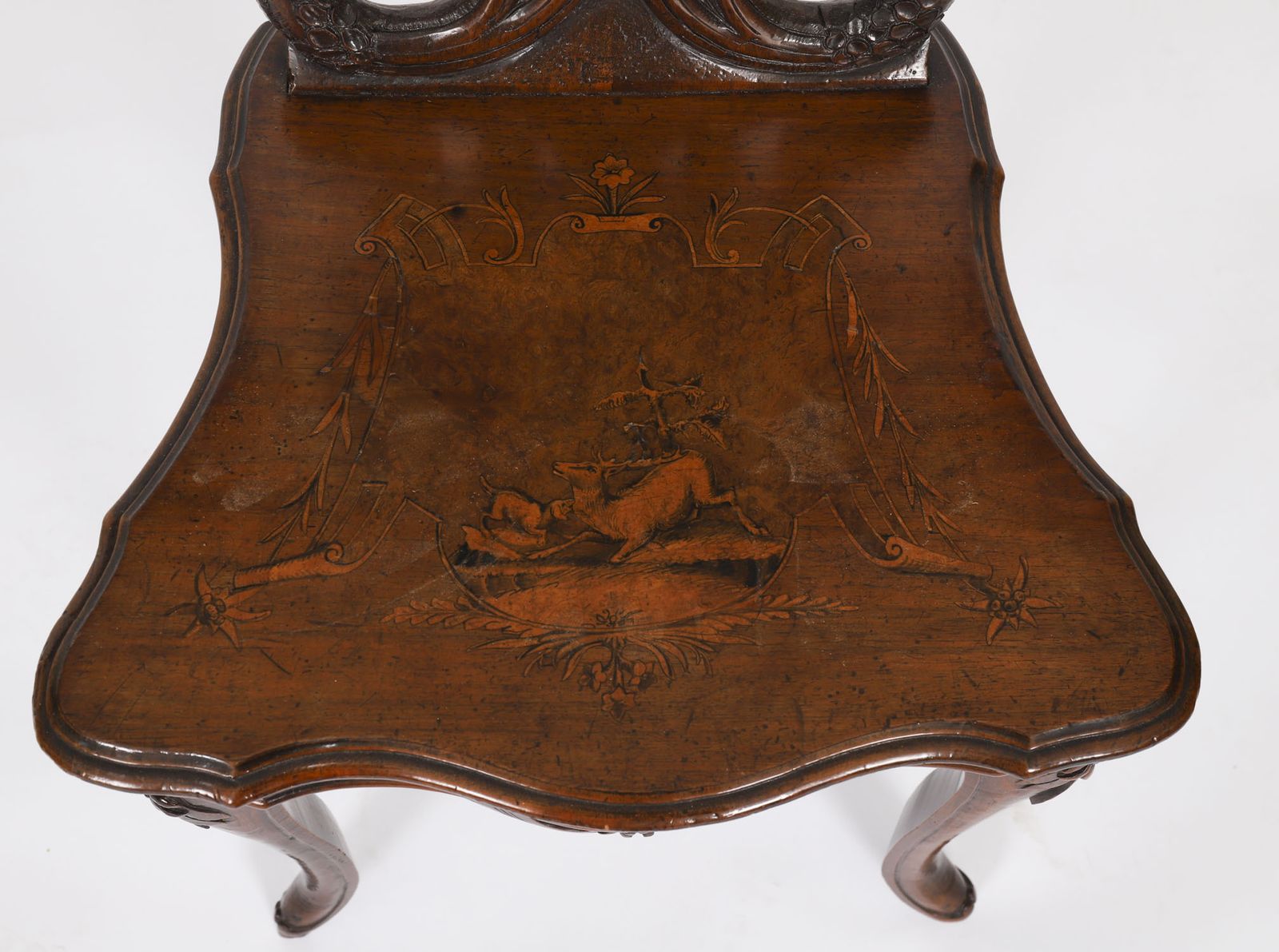 Antique Swiss Walnut Marquetry Inlaid Musical Chair 19th C photo Furniture