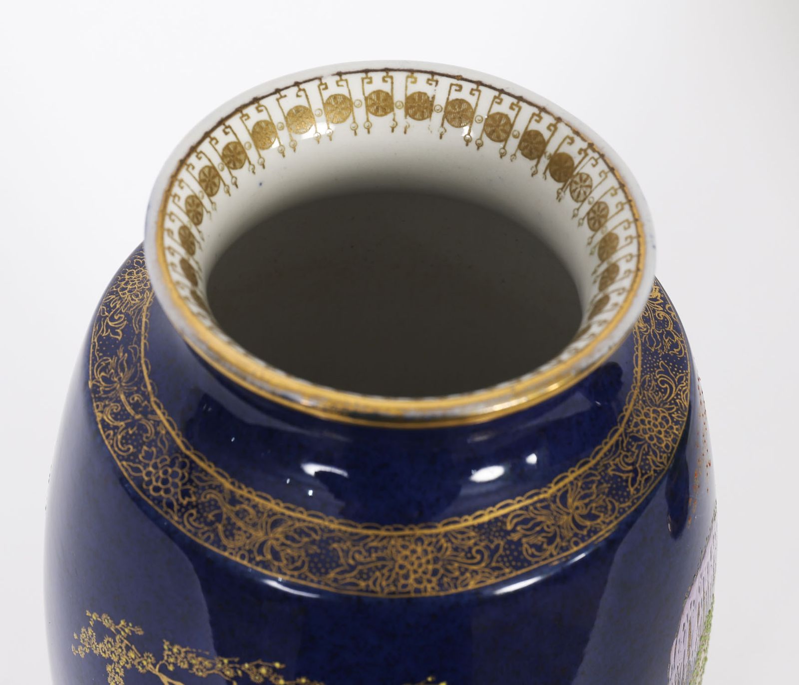 550.0 Antique Pair Carlton Ware Cobalt Blue Porcelain Vases Circa 1920 photo