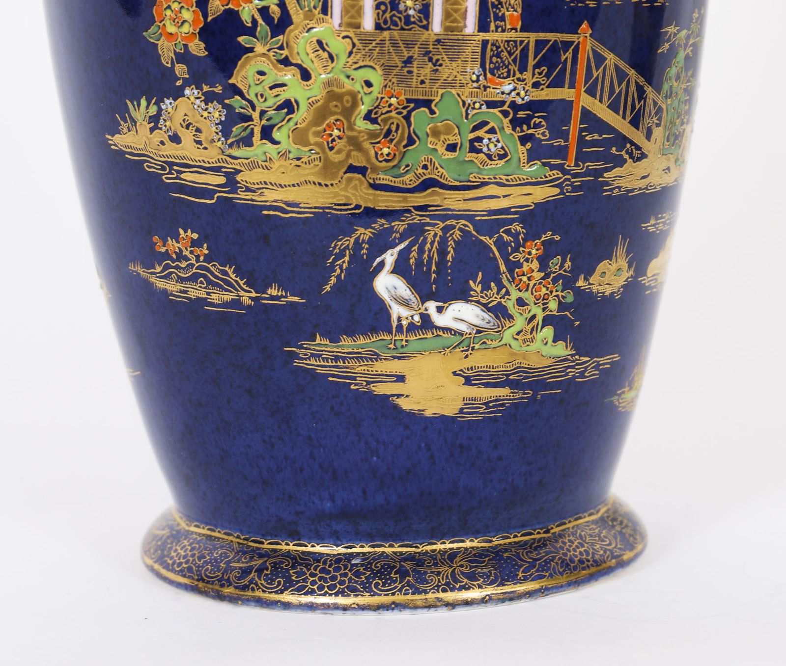 photo vinterior Antique Pair Carlton Ware Cobalt Blue Porcelain Vases Circa 1920