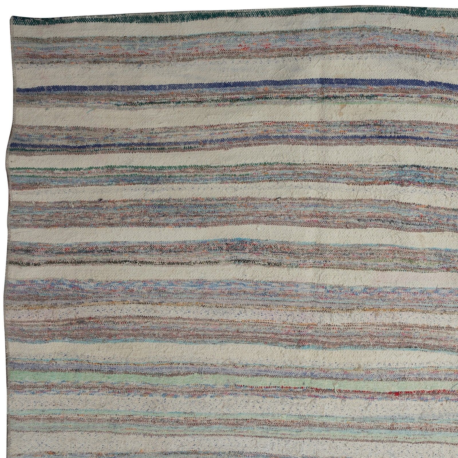 13.2x13.2 Ft Adjustable Vintage Banded Cotton Kilim Carpet, Flat Weave Rag Rug photo buy