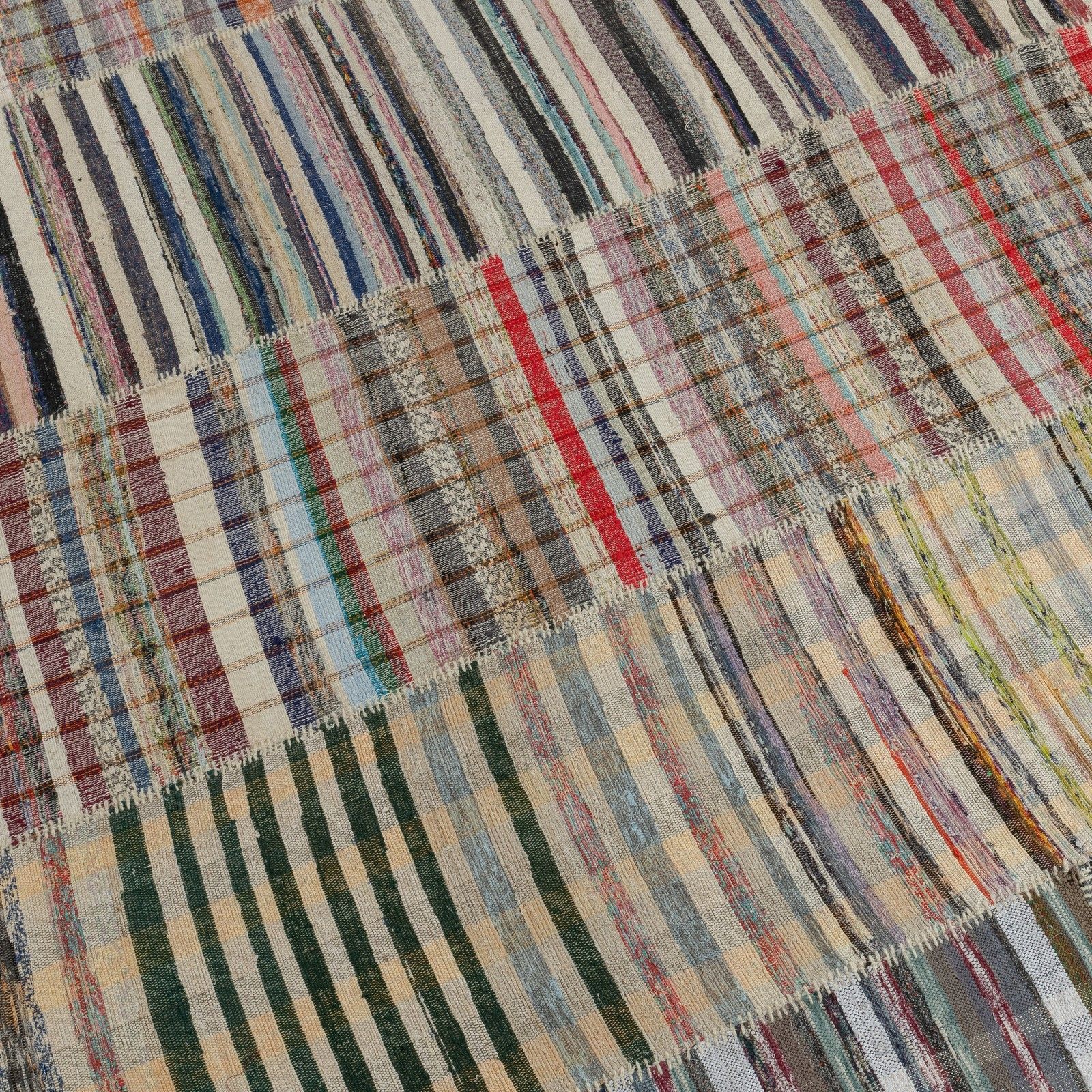 12.8x18 Ft Adjustable Vintage Oversize Rag Rug, Handmade Striped Kilim Carpet photo for sale