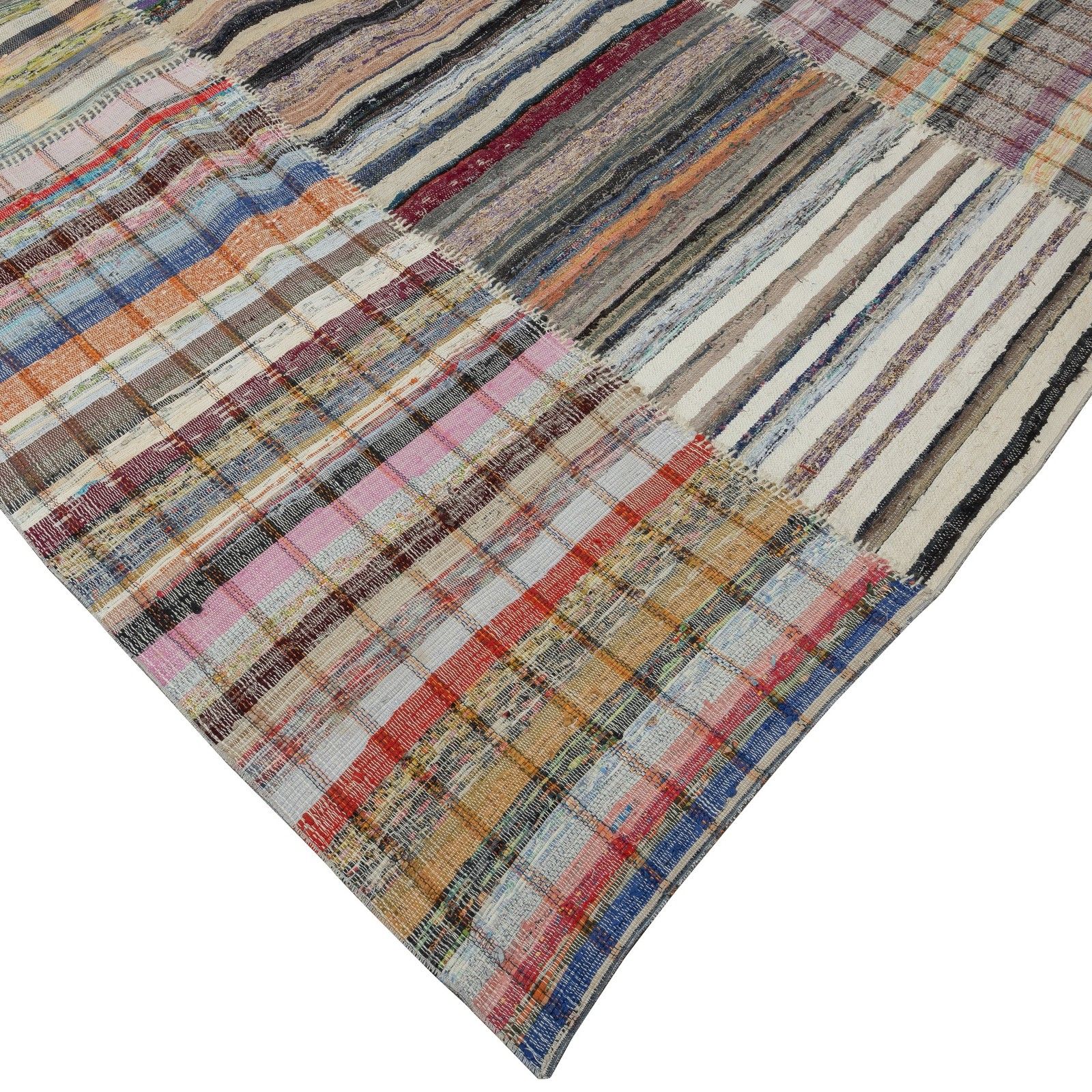 12.8x18 Ft Adjustable Vintage Oversize Rag Rug, Handmade Striped Kilim Carpet photo buy