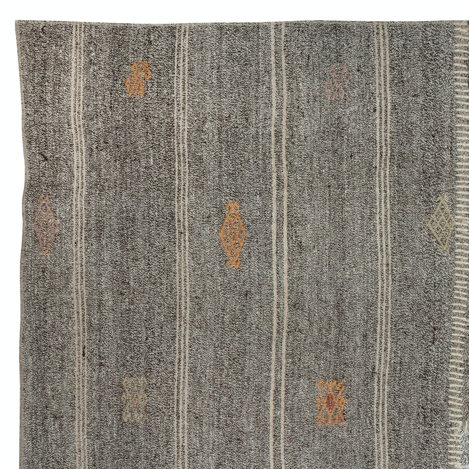12x14.2 Ft Vintage Gray Kilim, Turkish Handwoven Cotton & Goat Hair Rug Carpet photo buy