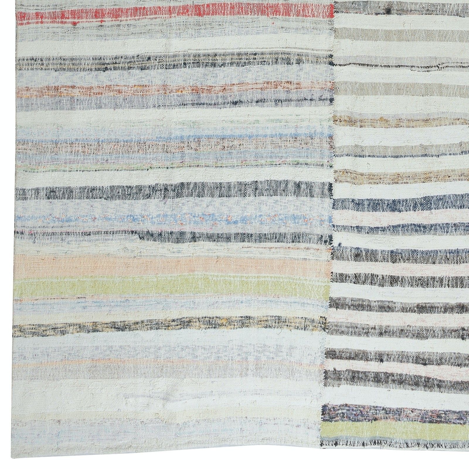 7.3x11.4 Ft Adjustable Colorful Striped Kilim, Handwoven Cotton Turkish Rag Rug photo buy