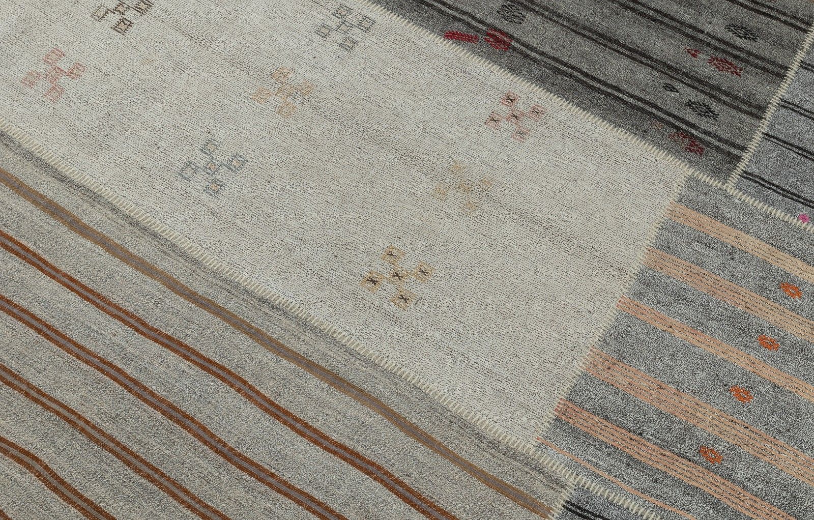 9x14.5 Ft Adjustable Size Vintage Turkish Kilim Rug, Handwoven Gray Carpet photo furniture
