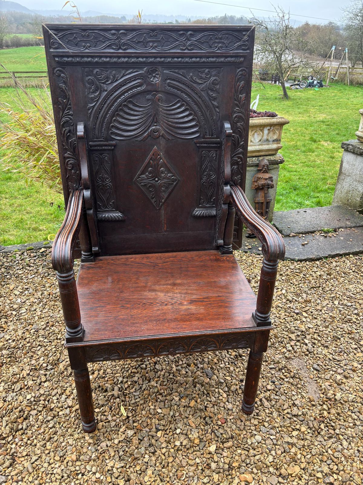 Antique Monks Metamorphic Bench Table Chair Multifunctional English Carved Oak