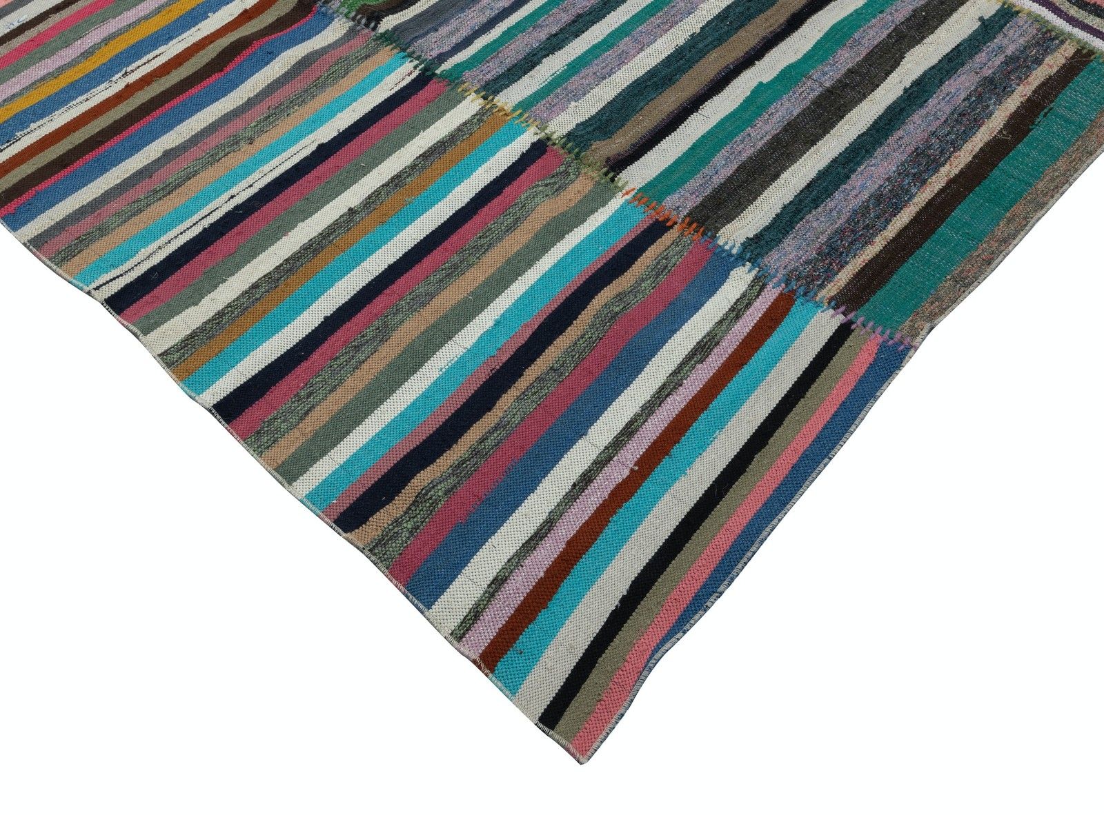 8.6x13.3 Ft Adjustable Turkish Kilim, Handmade Cotton Rag Rug, Flat Weave Carpet photo Textiles