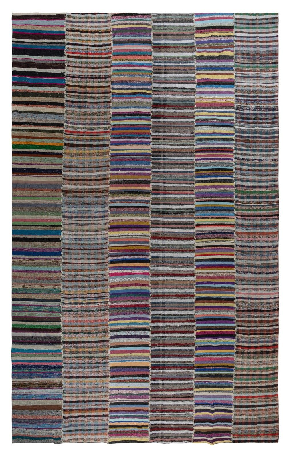 12.7x19.6 Ft Vintage Oversize Kilim, Adjustable Cotton Rag Rug, Handwoven Carpet