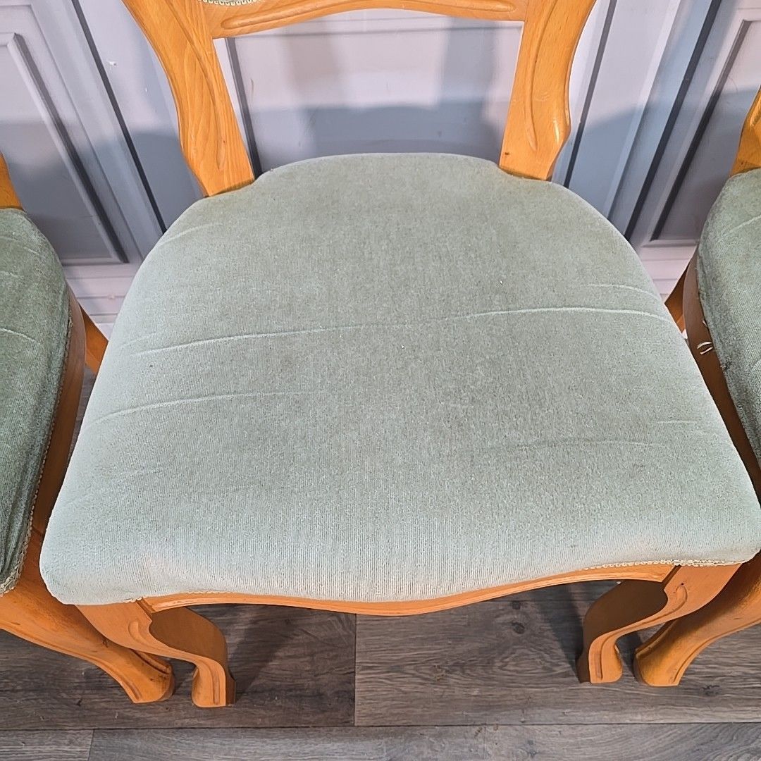 Vintage Balloon Dining Chairs Set 4 Wooden Upholstered Victorian Louis Style photo buy