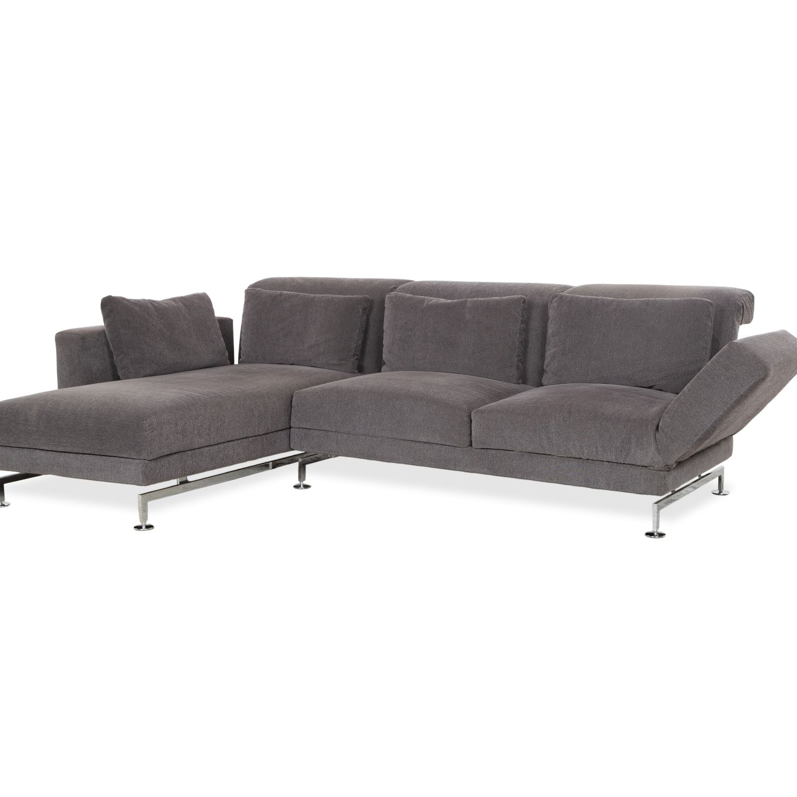Canapé d'angle Brühl Moule en tissu gris, fonction manuelle