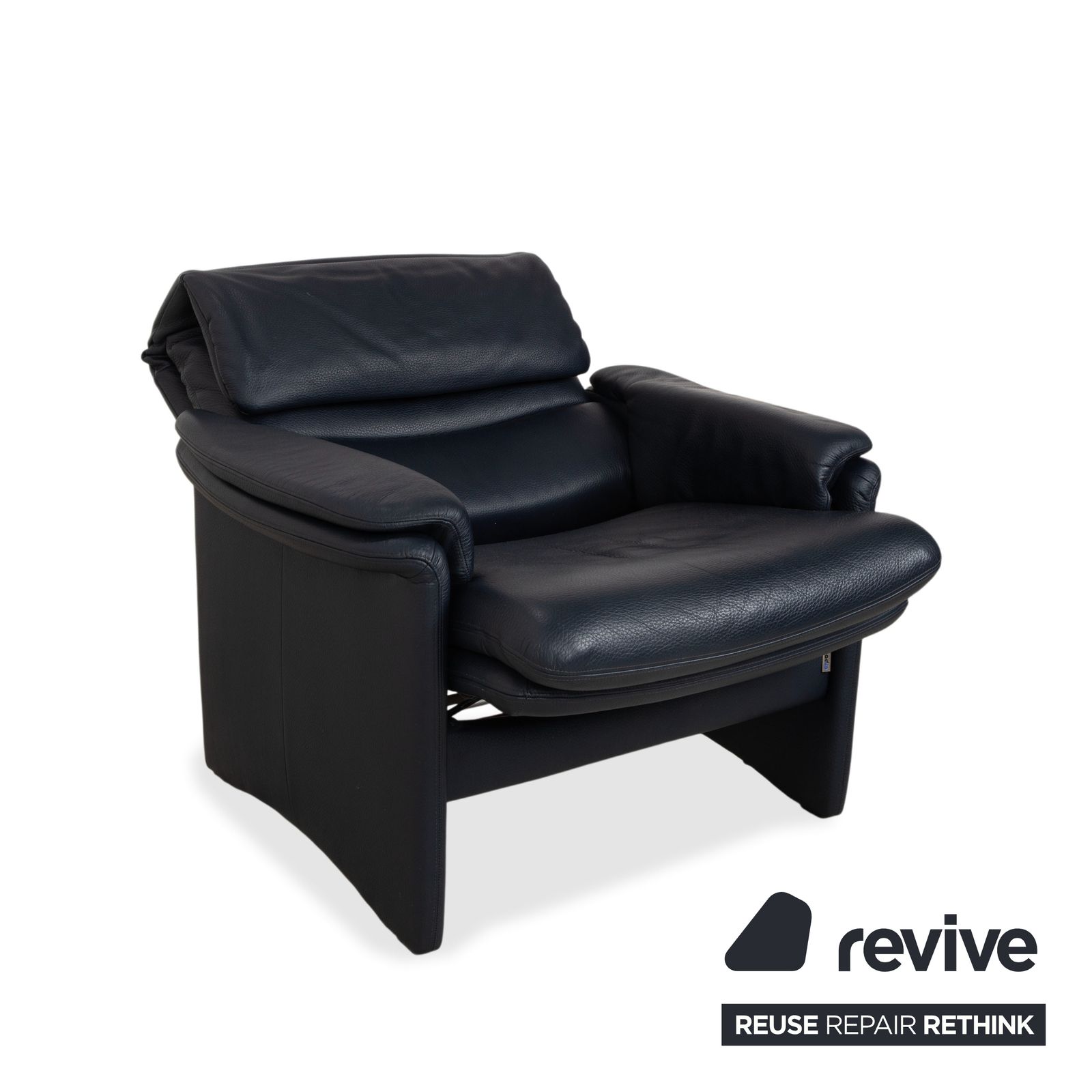 Fauteuil en cuir Erpo City bleu foncé marine, fonction manuelle photo 916.0