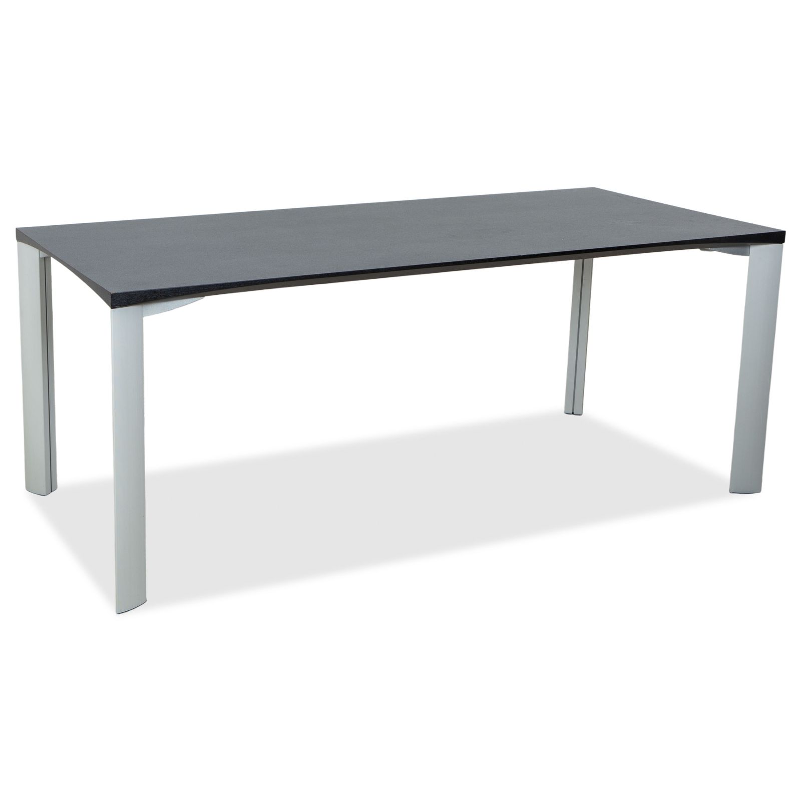 Table à manger Rosenthal, gris foncé, pieds argentés, 180 x 90 cm