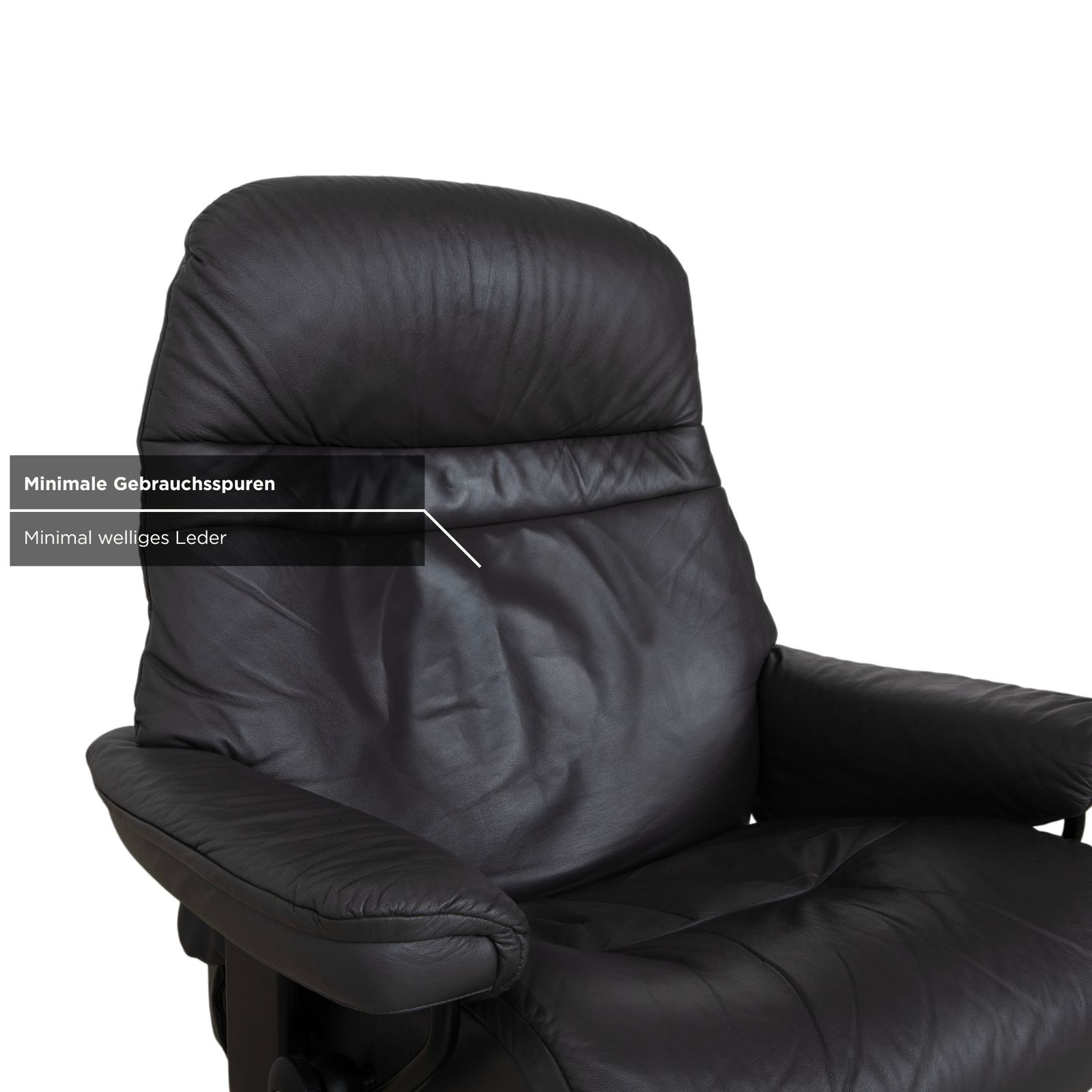 photo furniture Fauteuil relax Stressless Sunrise en cuir gris foncé anthracite graphite, fonction manuelle