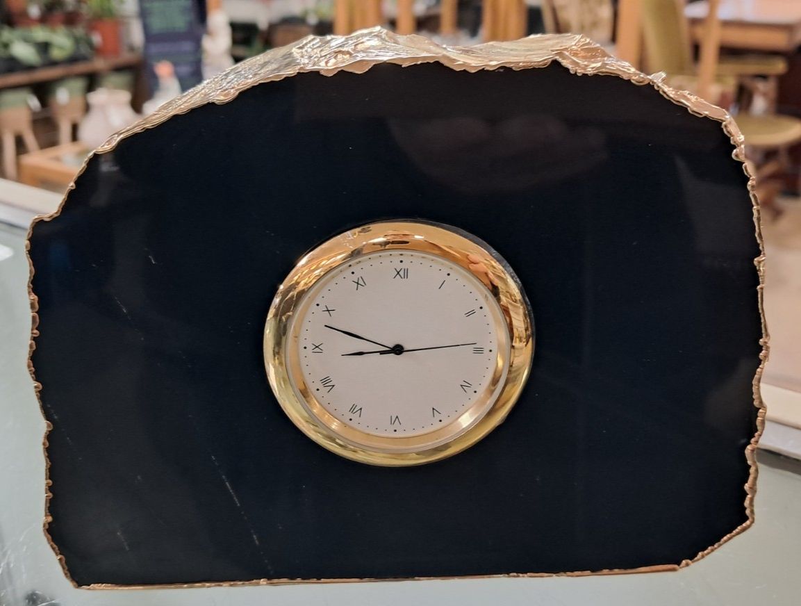 Anna By Rablabs New York Obsidian & Gold Ampliar Desk Clock (A/F)