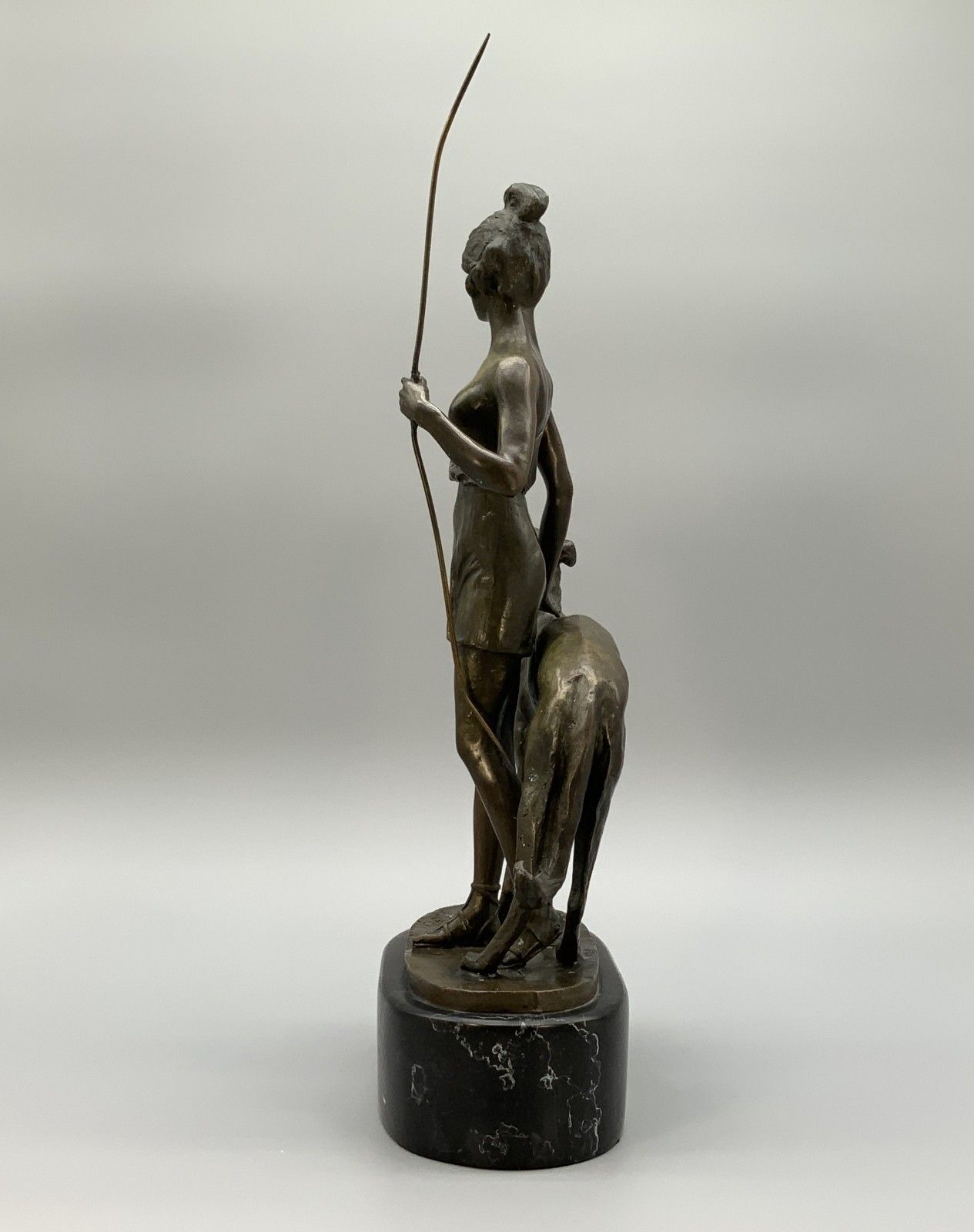 Bronze Statue Huntress And Greyhound French Contemporary Figural Antique Style photo vinterior