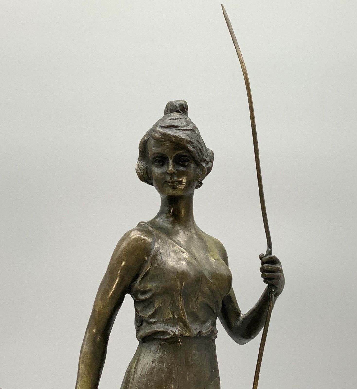 Bronze Statue Huntress And Greyhound French Contemporary Figural Antique Style photo vintage