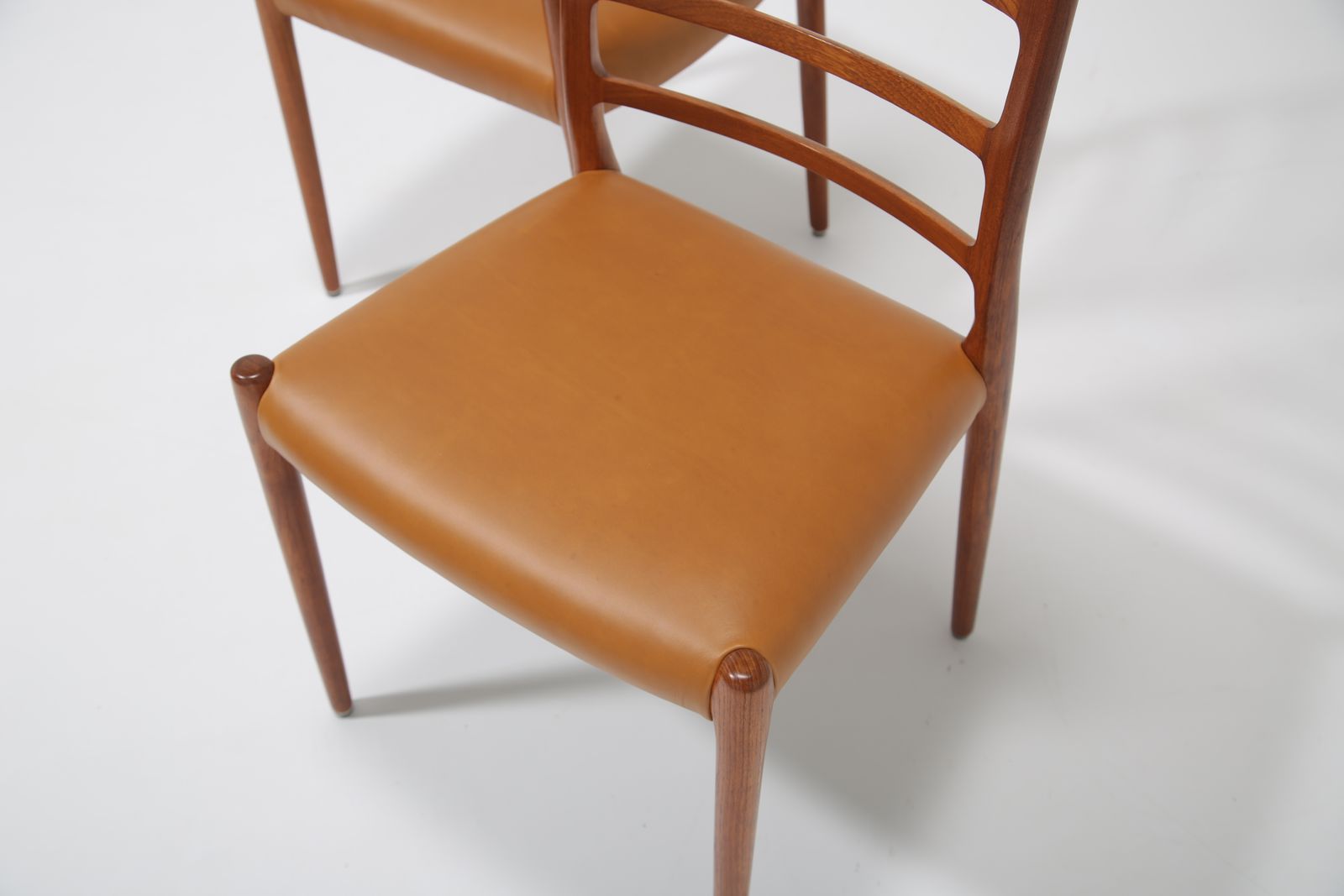 13095.0 Niels Otto Møller Model 82 Dining Chairs: Set Of 8 In Solid Teak And Tan Leather For J.L. Møllers, 1960s photo