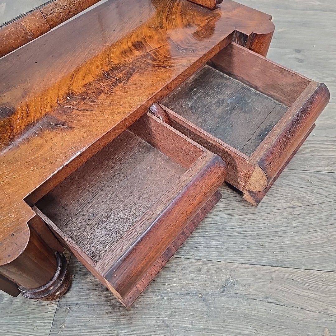 Antique Dressing Table Mirror & Drawers Victorian Flame Mahogany Bedroom Loo photo vintage