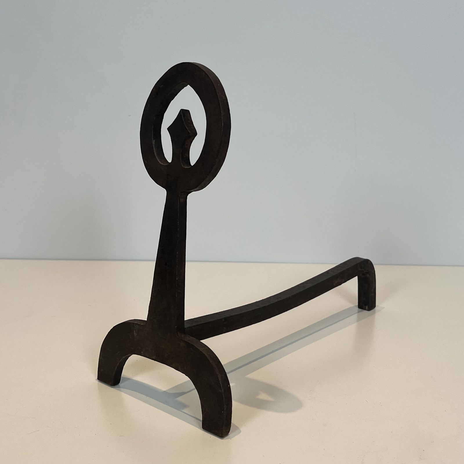 Pair Of Modernist Wrought Iron Andirons photo buy