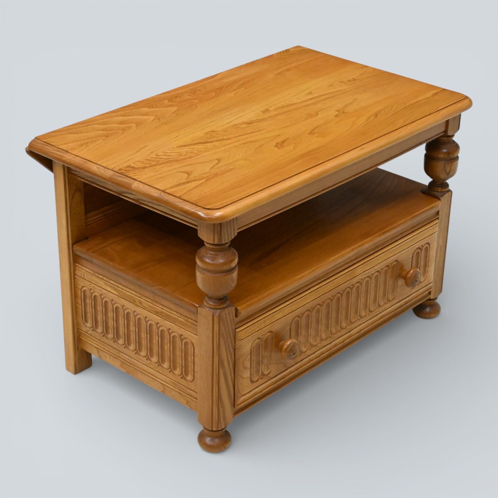 photo for sale Ercol Tv Stand Video Cabinet Back Flap For Corner Use Light Finish Free Delivery