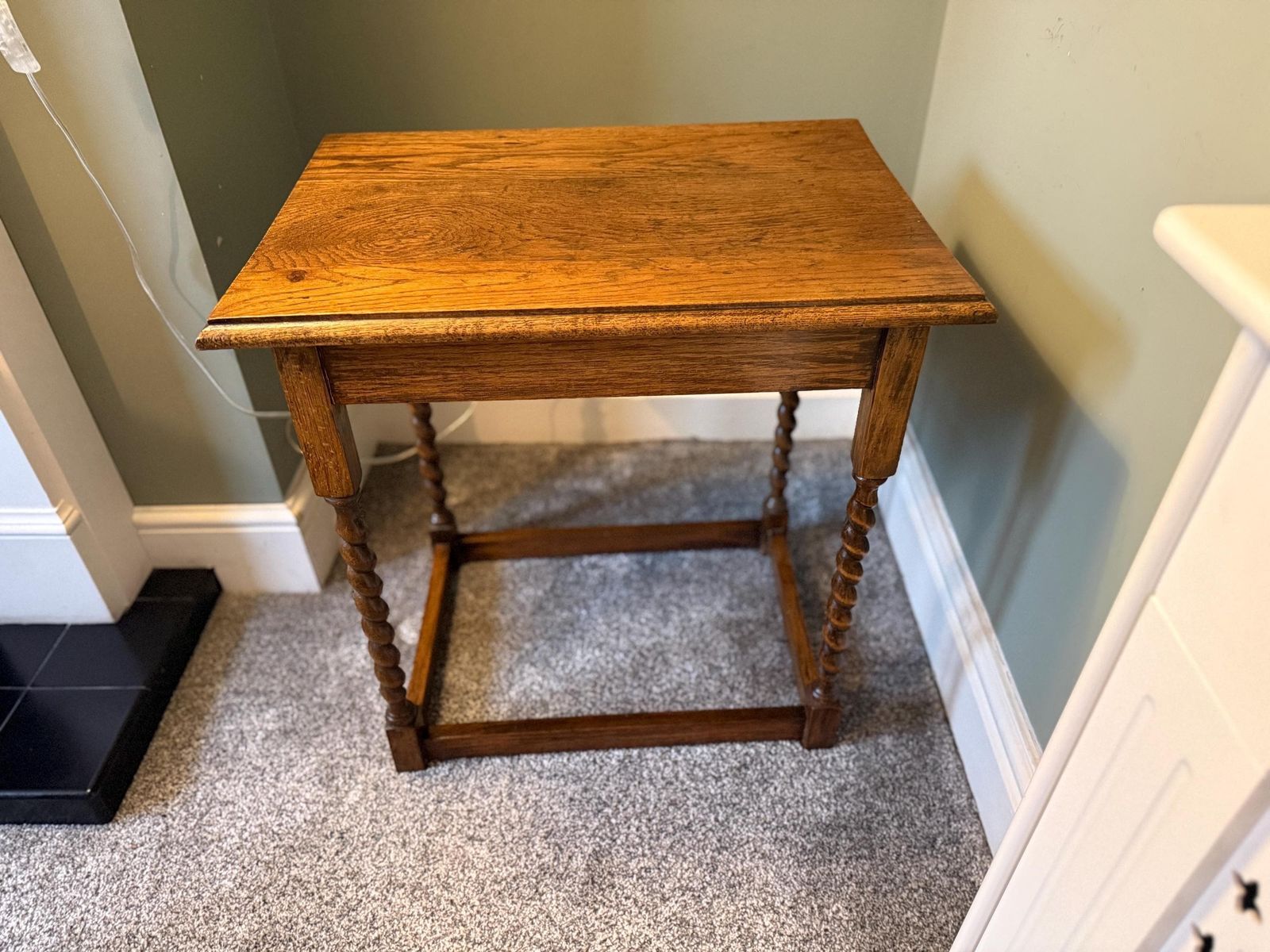 Antique Side Table With Barley Twist Legs. Victorian Oak Occasional Table photo furniture