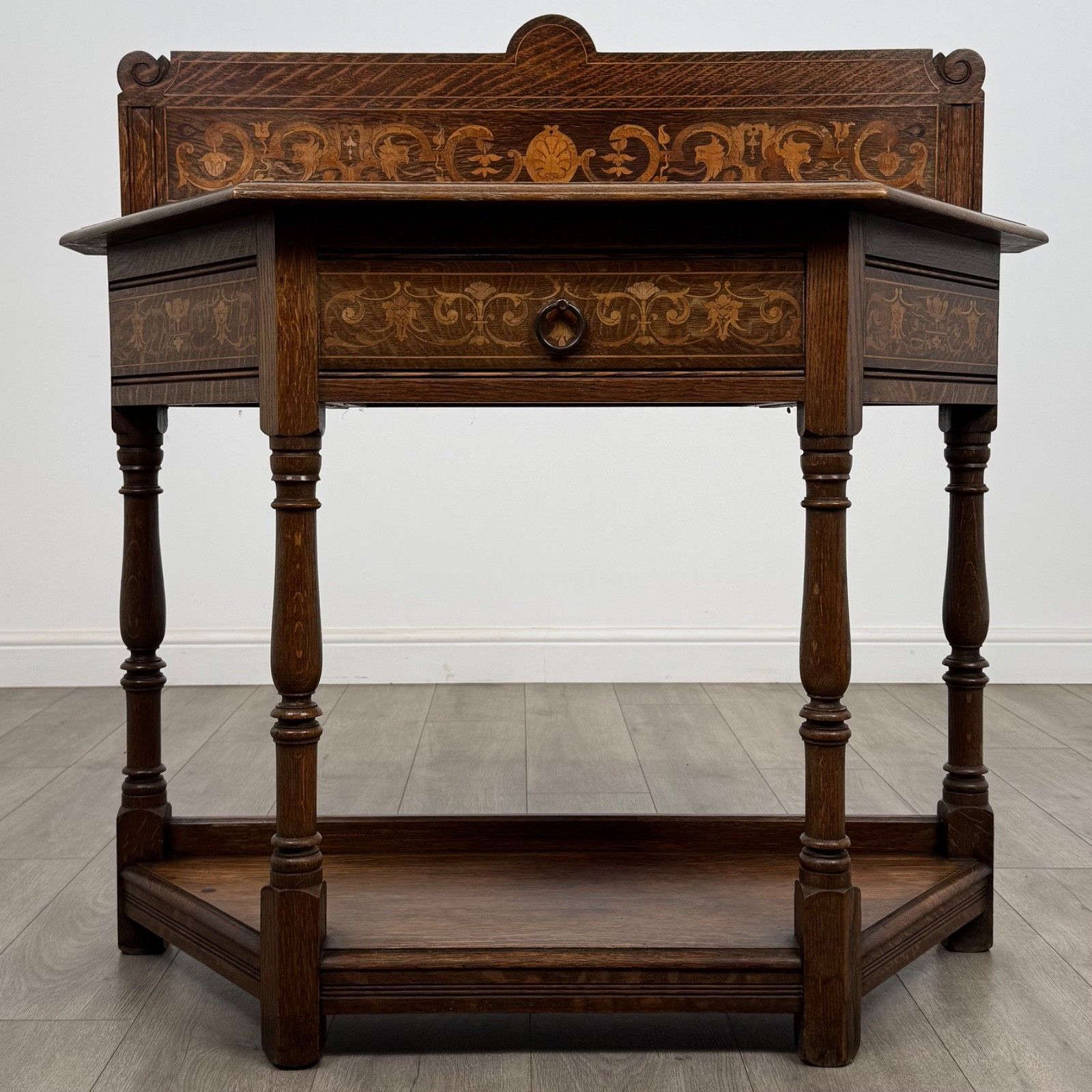 Antique 19th Century Fine Quality Inlaid Side Table In Oak