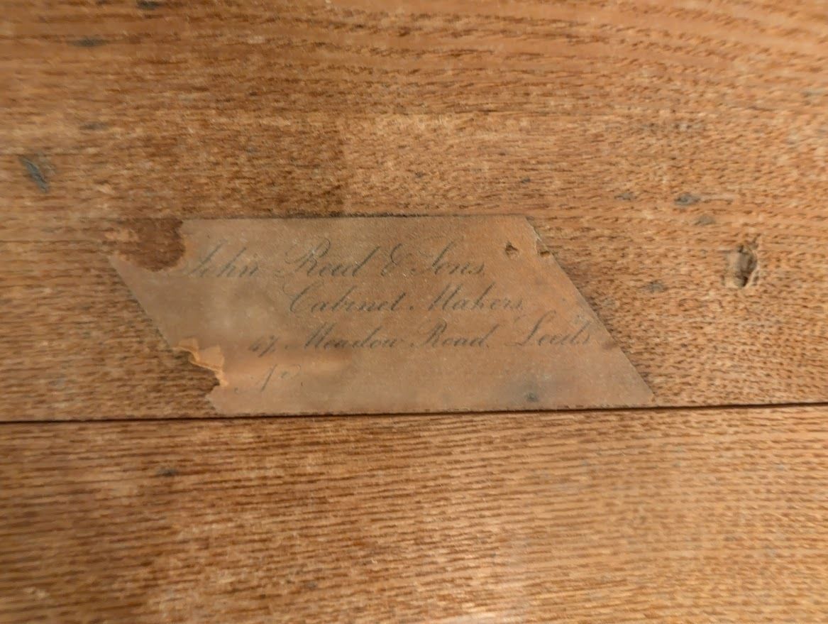 photo furniture 19th Century Marble Top, Hand Carved Pitch Pine Table By John Reid & Sons