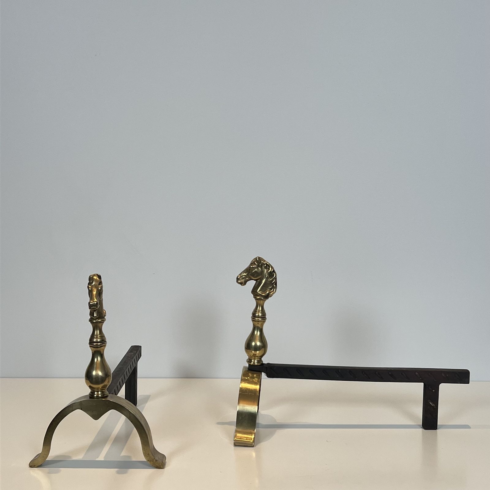 Pair Of Brass Horse Shaped Andirons photo 1450.0
