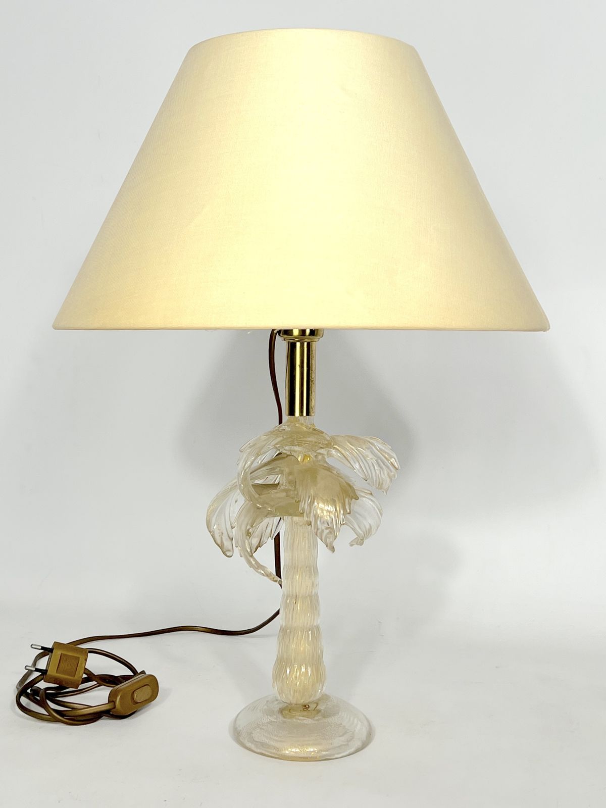 1771.25 Mid Century Rare Brass And Murano Glass Table Lamp By Tommaso Barbi photo