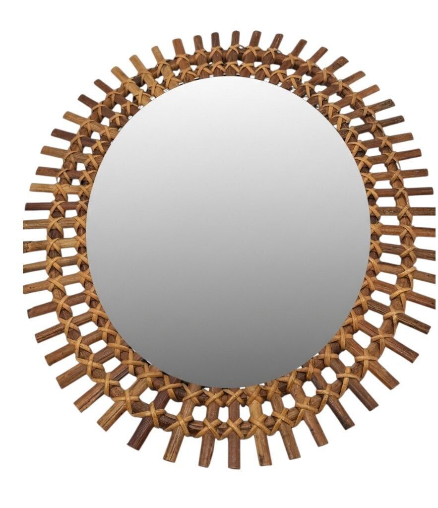 An Italian Oval 1970s Split Cane Bamboo Mirror By Franco Albini For Bonacina photo Home Decor